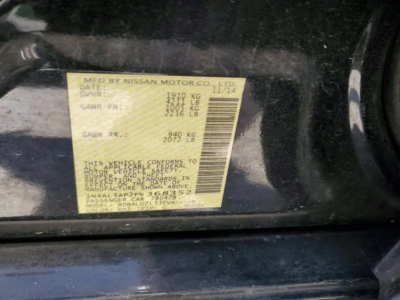 2015 NISSAN ALTIMA 2.5 S  
