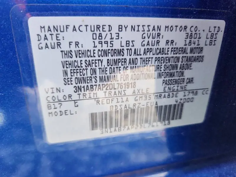 2013 NISSAN SENTRA S  