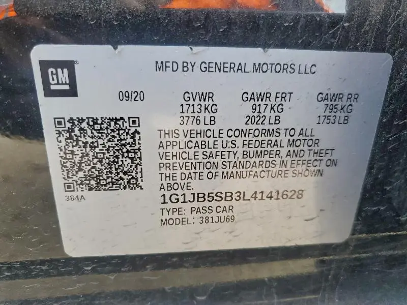 2020 CHEVROLET SONIC LS  