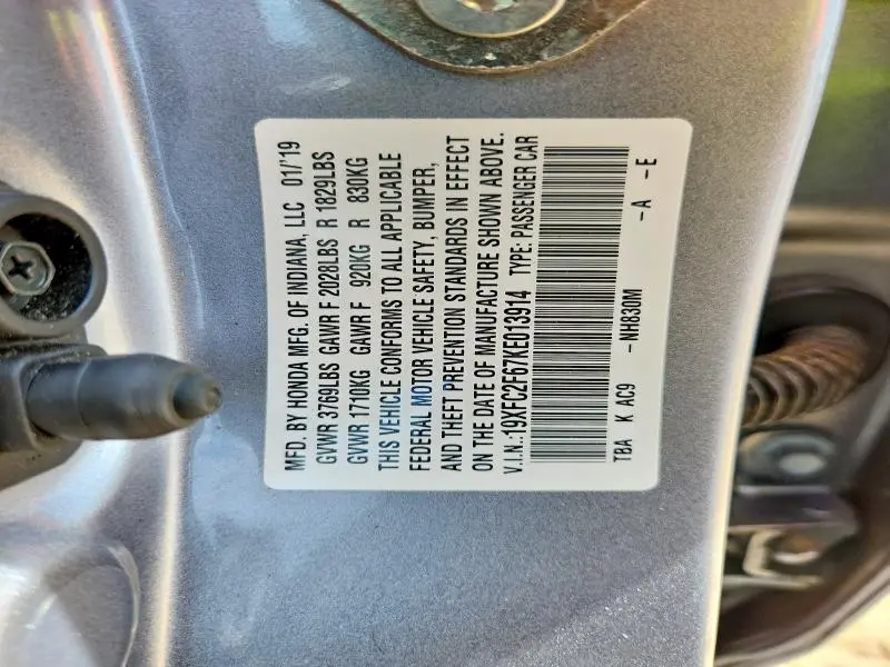 2019 HONDA CIVIC LX  