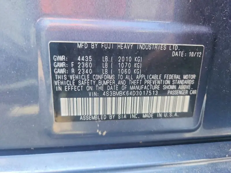 2013 SUBARU LEGACY 2.5I LIMITED  