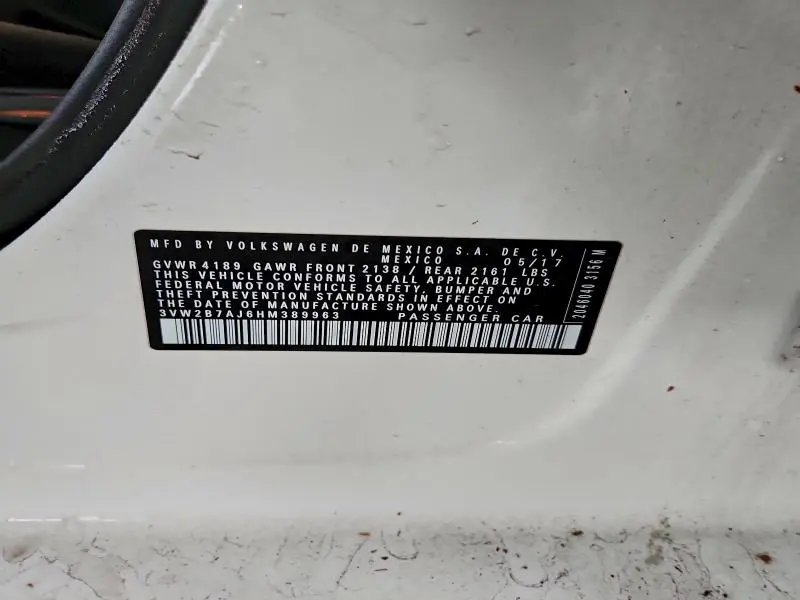 2017 VOLKSWAGEN JETTA S  