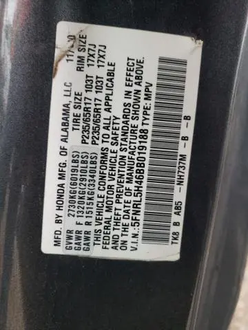 2011 HONDA ODYSSEY EX  