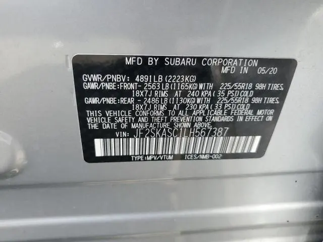 2020 SUBARU FORESTER LIMITED  