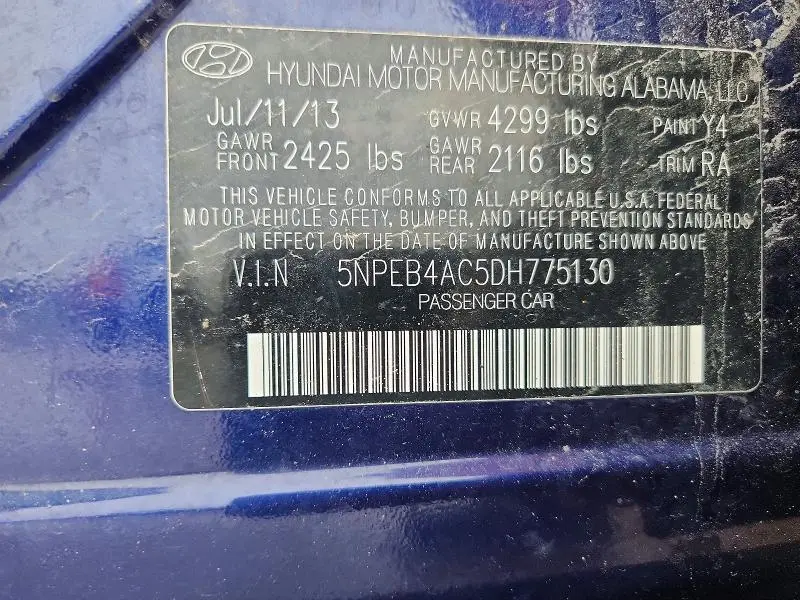 2013 HYUNDAI SONATA GLS  