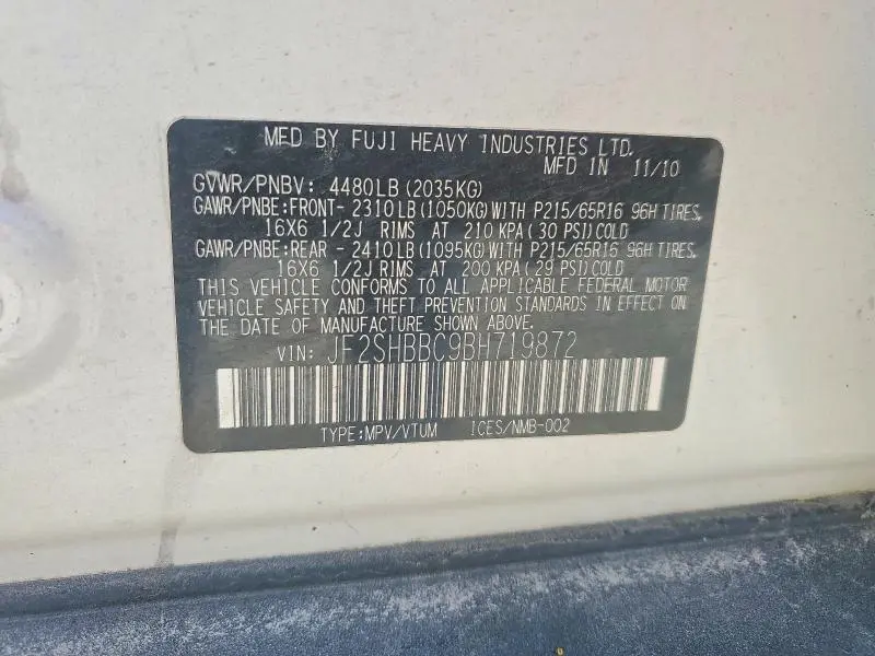 2011 SUBARU FORESTER 2.5X  