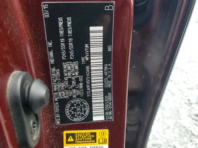 2015 TOYOTA HIGHLANDER XLE  