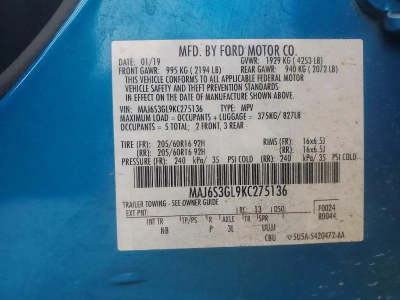 2019 FORD ECOSPORT SE  