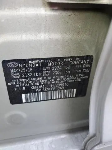 2017 HYUNDAI ELANTRA SE