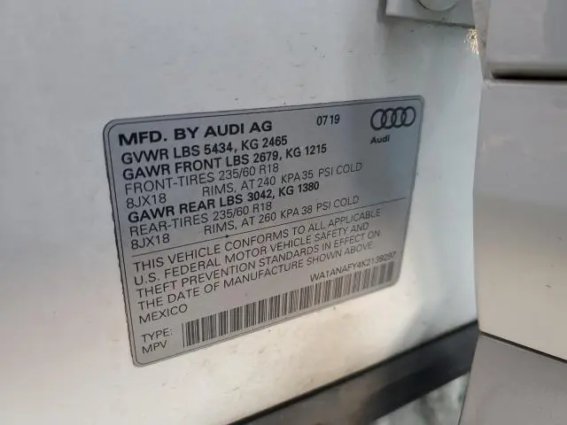 2019 AUDI Q5 PREMIUM  