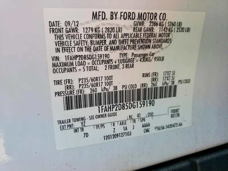 2013 FORD TAURUS SE  