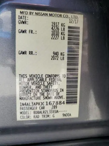 2018 NISSAN ALTIMA 2.5  