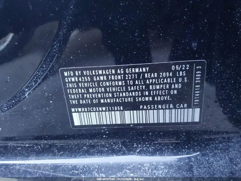 2022 VOLKSWAGEN GOLF GTI 2.0T S