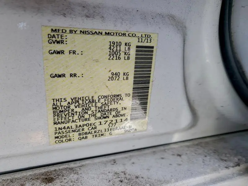 2014 NISSAN ALTIMA 2.5  