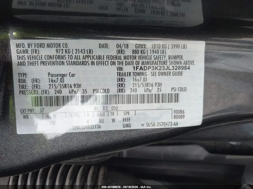 2018 FORD FOCUS SE