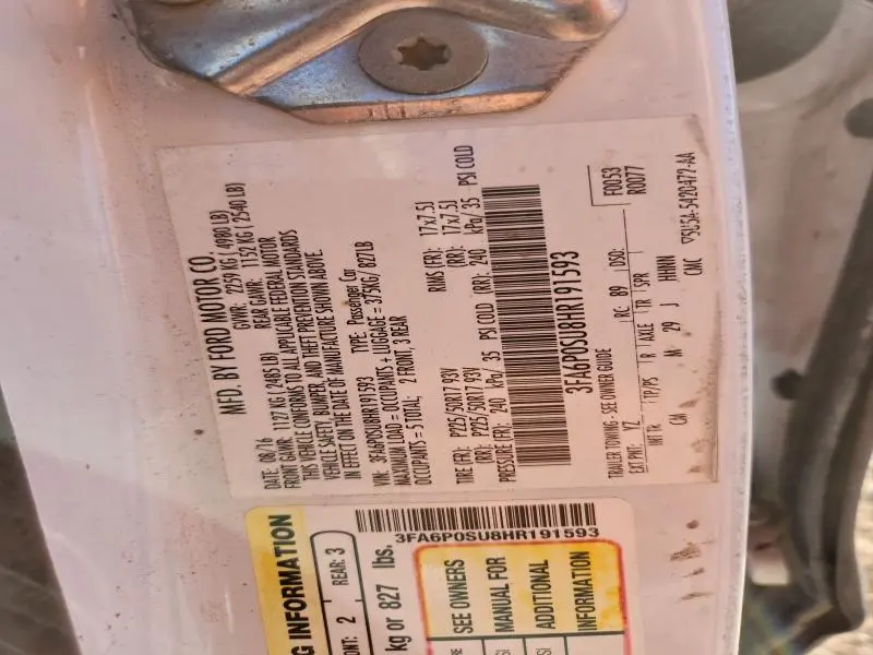 2017 FORD FUSION TITANIUM PHEV  