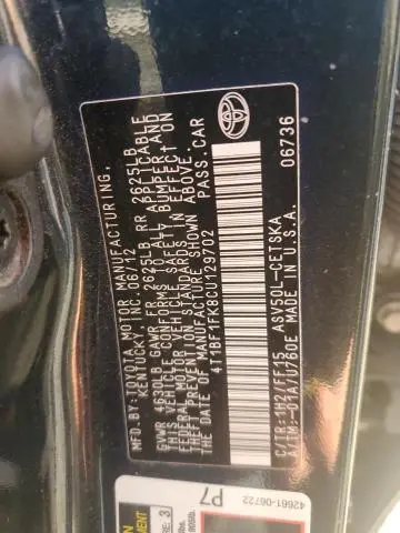 2012 TOYOTA CAMRY BASE  