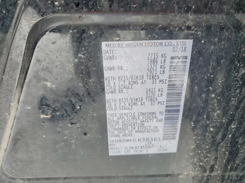 2018 NISSAN PATHFINDER S  