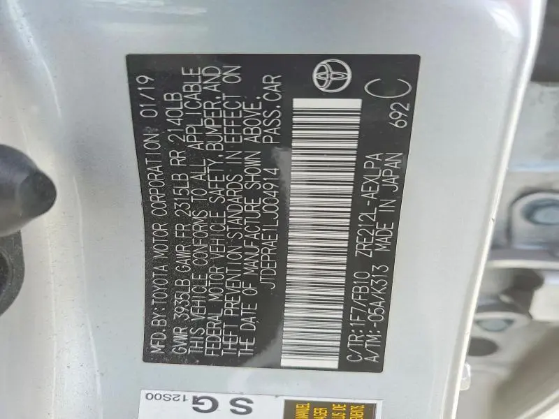 2020 TOYOTA COROLLA LE  