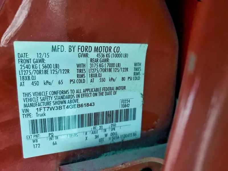 2016 FORD F350 SUPER DUTY  