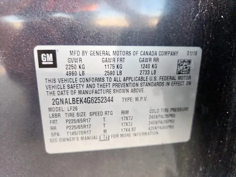 2016 CHEVROLET EQUINOX LS  