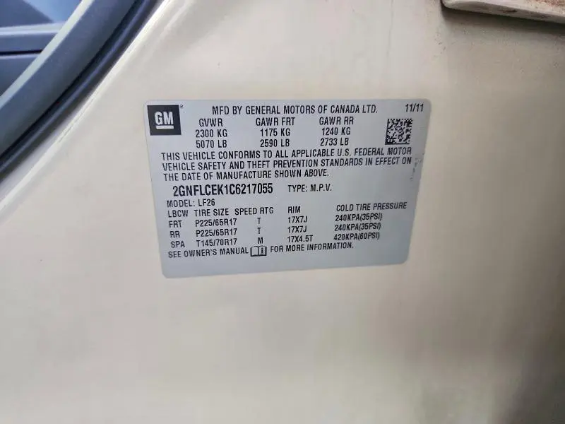 2012 CHEVROLET EQUINOX LS  