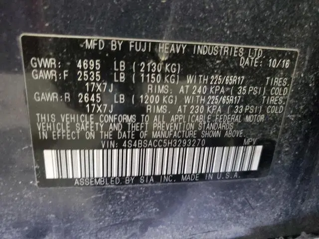 2017 SUBARU OUTBACK 2.5I PREMIUM  