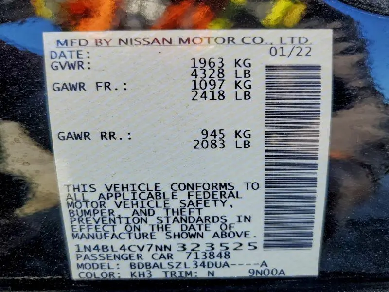 2022 NISSAN ALTIMA SR  