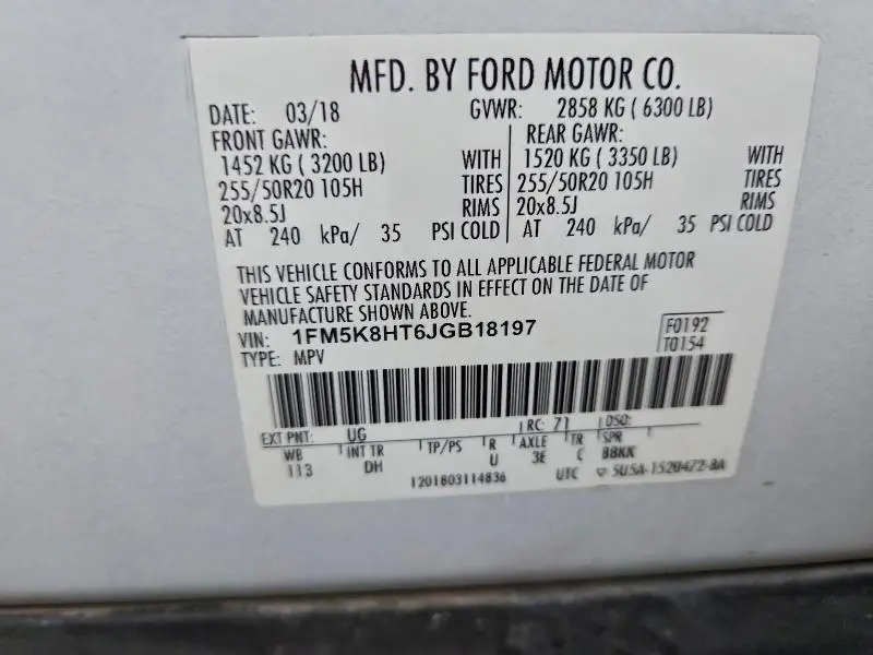 2018 FORD EXPLORER PLATINUM  