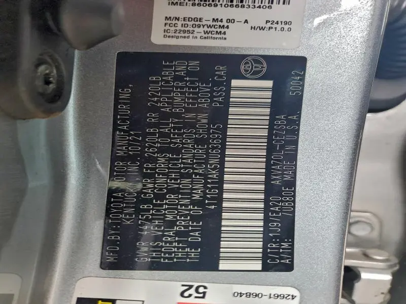 2022 TOYOTA CAMRY SE  
