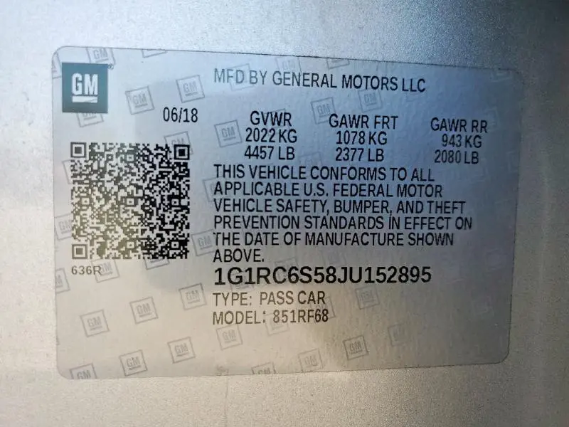 2018 CHEVROLET VOLT LT  