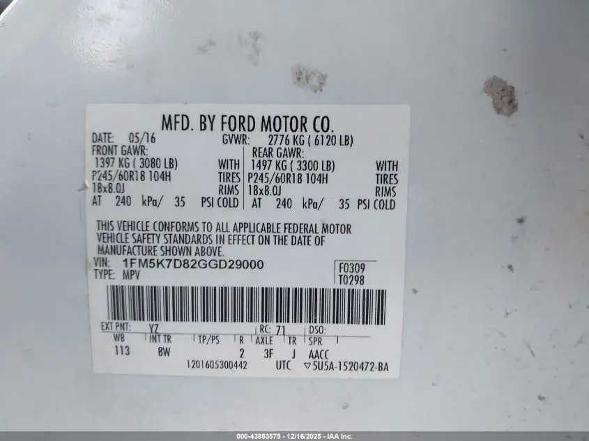 2016 FORD EXPLORER XLT