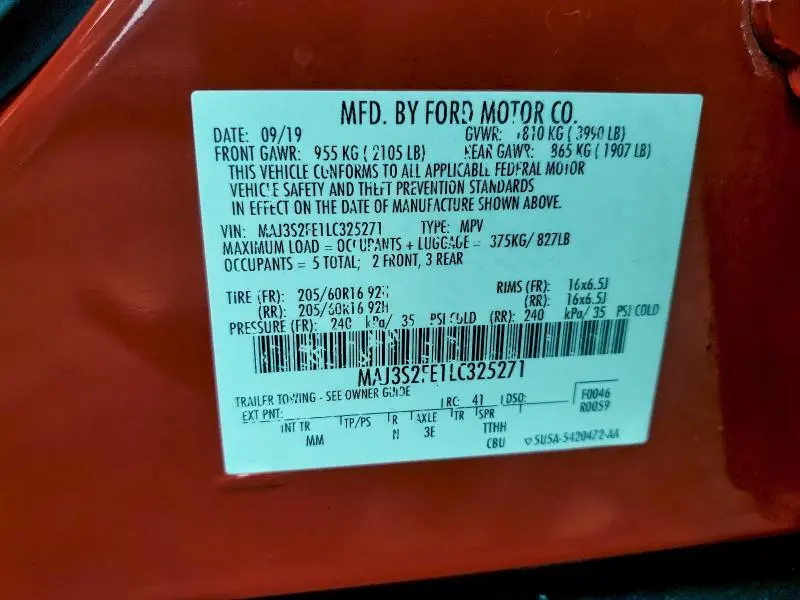 2020 FORD ECOSPORT S  