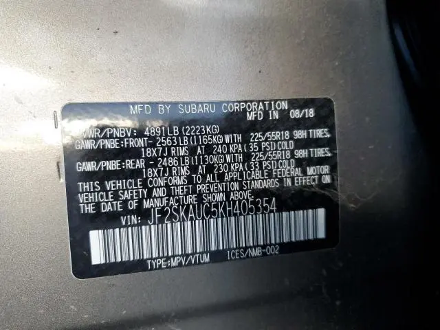 2019 SUBARU FORESTER LIMITED  