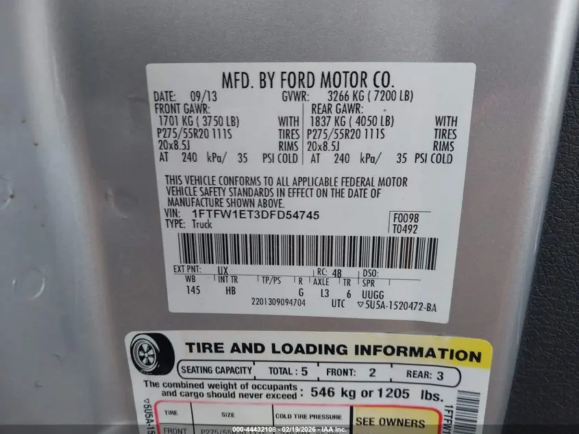 2013 FORD F-150 LARIAT