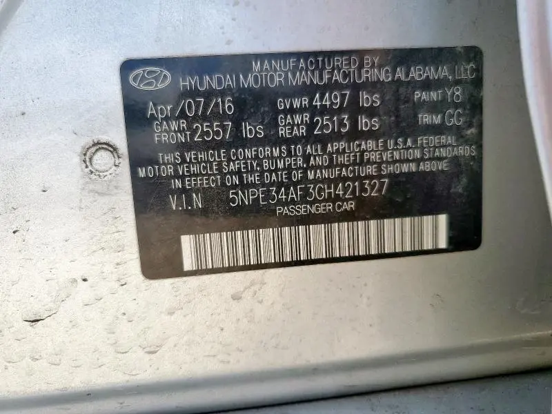 2016 HYUNDAI SONATA SPORT  