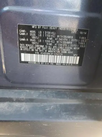 2015 SUBARU OUTBACK 2.5I LIMITED  