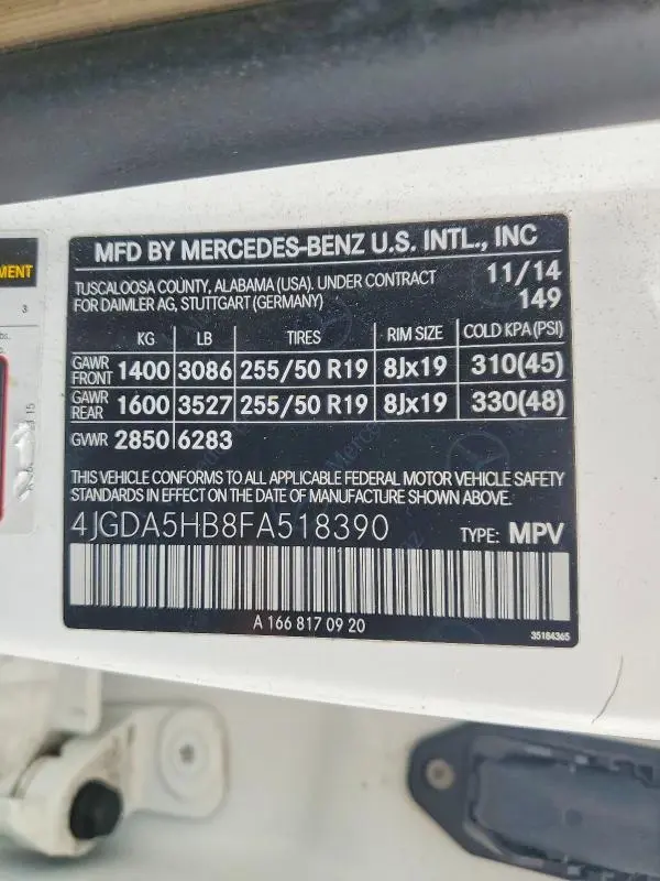 2015 MERCEDES-BENZ ML 350 4MATIC  