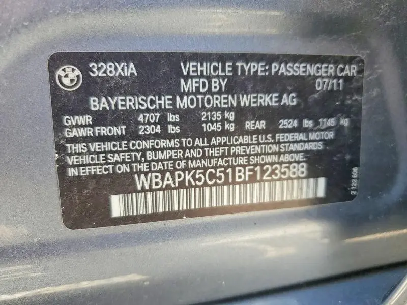 2011 BMW 328 XI SULEV  