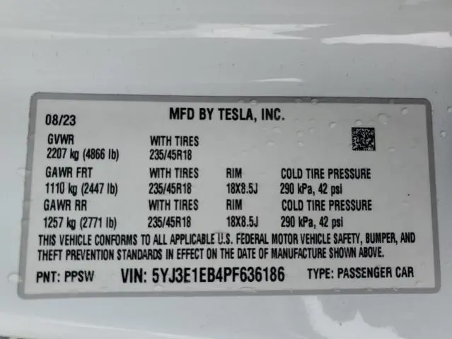 2023 TESLA MODEL 3   