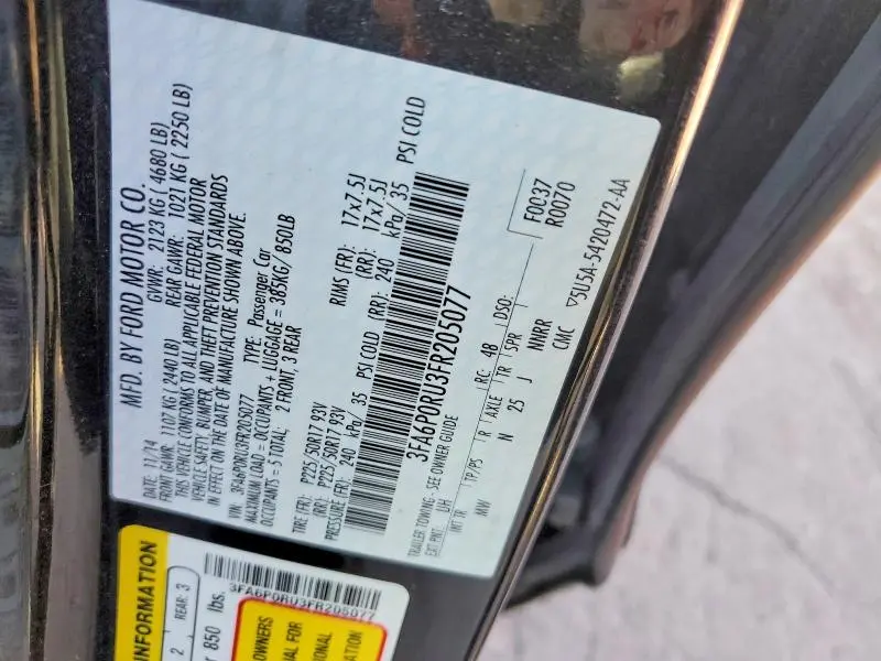 2015 FORD FUSION TITANIUM HEV  