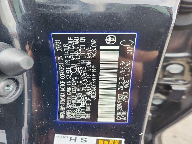 2022 TOYOTA COROLLA   