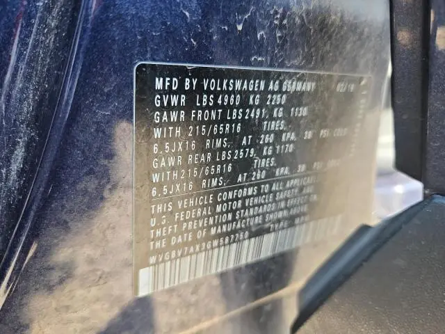 2016 VOLKSWAGEN TIGUAN S