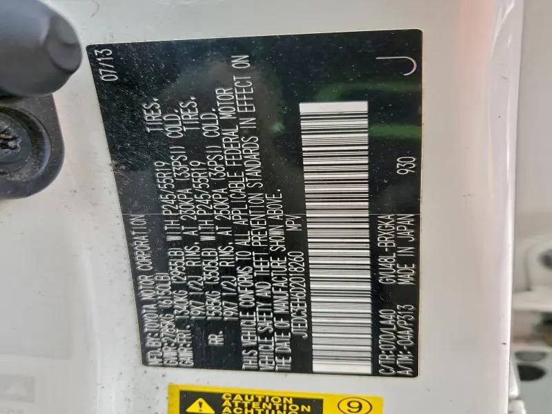 2013 TOYOTA HIGHLANDER HYBRID LIMITED  