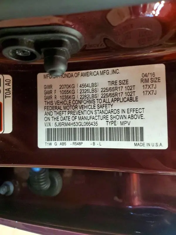 2016 HONDA CR-V EX  