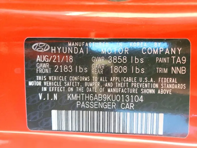 2019 HYUNDAI VELOSTER TURBO 1.6T  