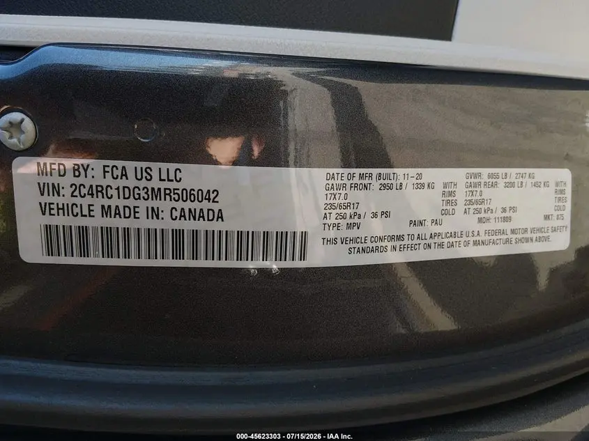 2021 CHRYSLER VOYAGER LXI