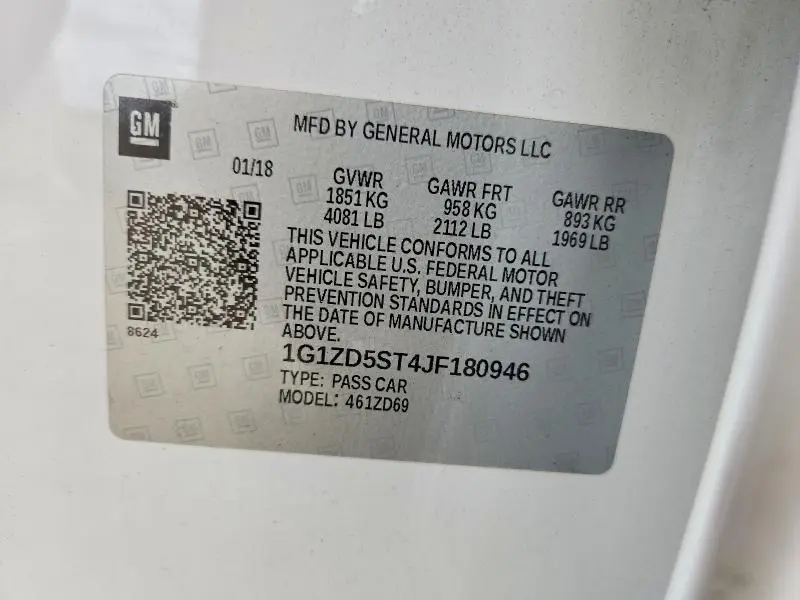 2018 CHEVROLET MALIBU LT  