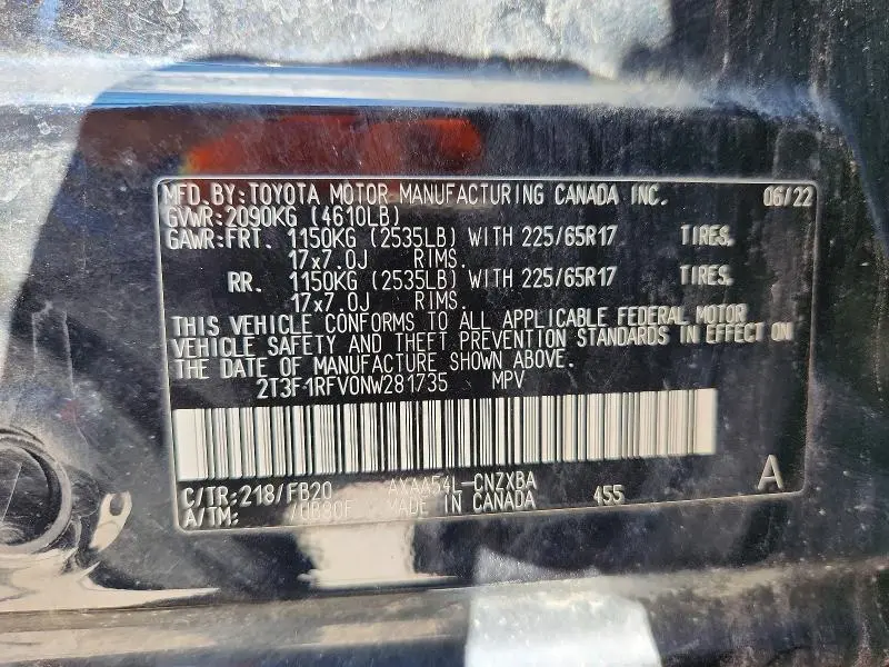 2022 TOYOTA RAV4 LE  