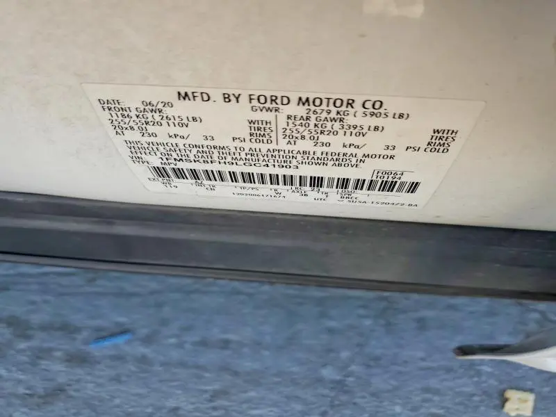 2020 FORD EXPLORER LIMITED  